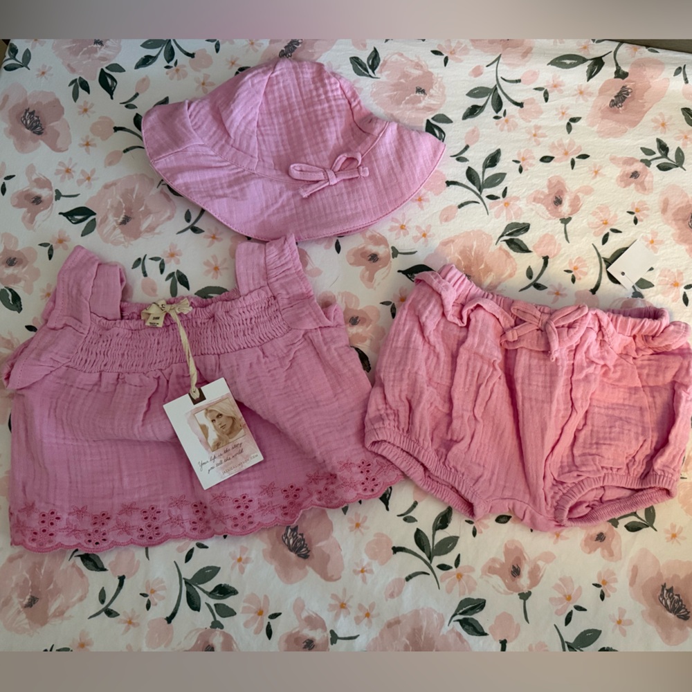 NEW WITH TAGS Pink 3-6 months Outfit Set with Hat